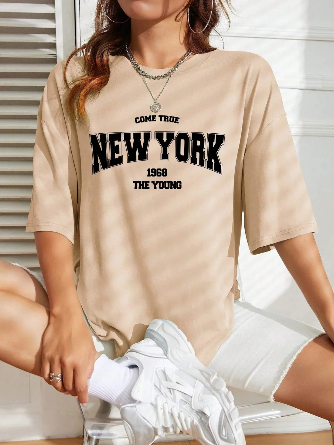 Khaki Oversized T-shirt 1968 New York