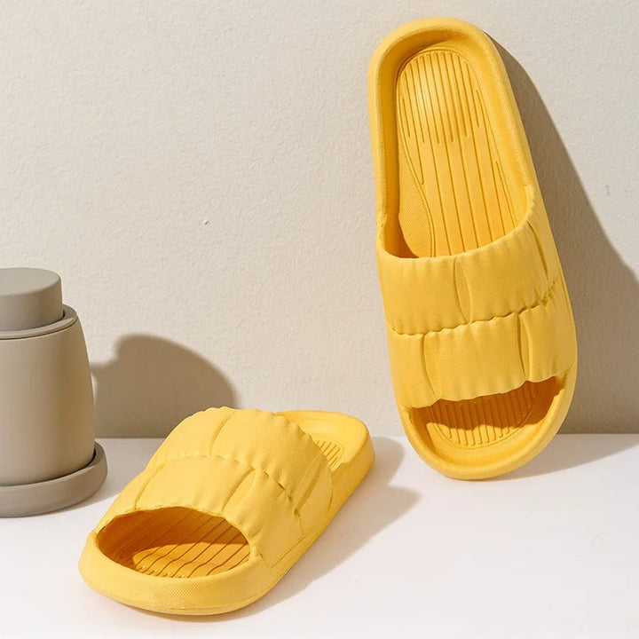 Yellow summer slippers with soft soles