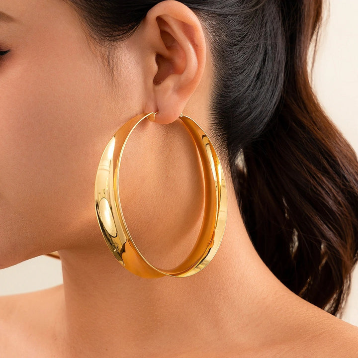 Gold KunJoe Round Earrings with Exaggerated Holes Trendy Design