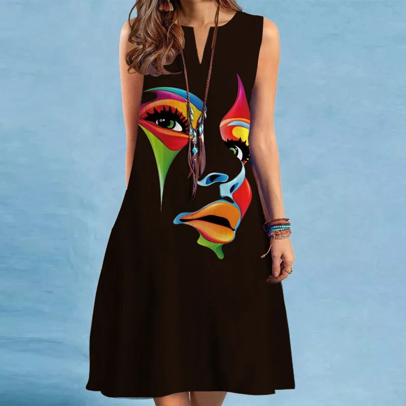 Black dress with art print