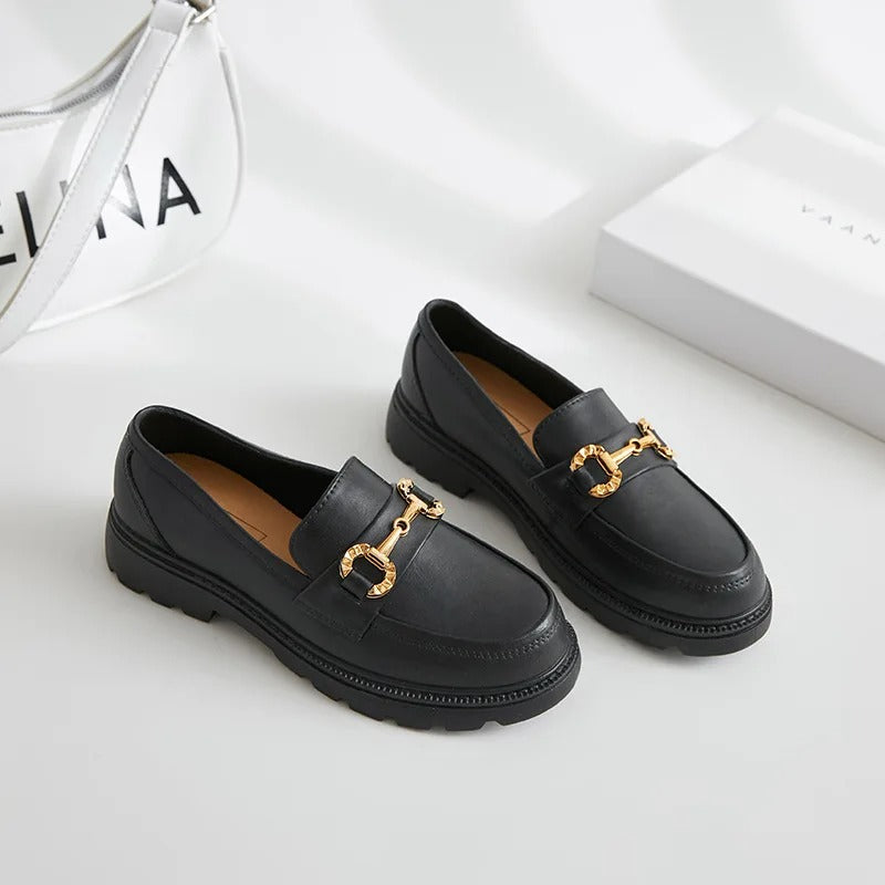 Black British Style Platform Women's Loafers