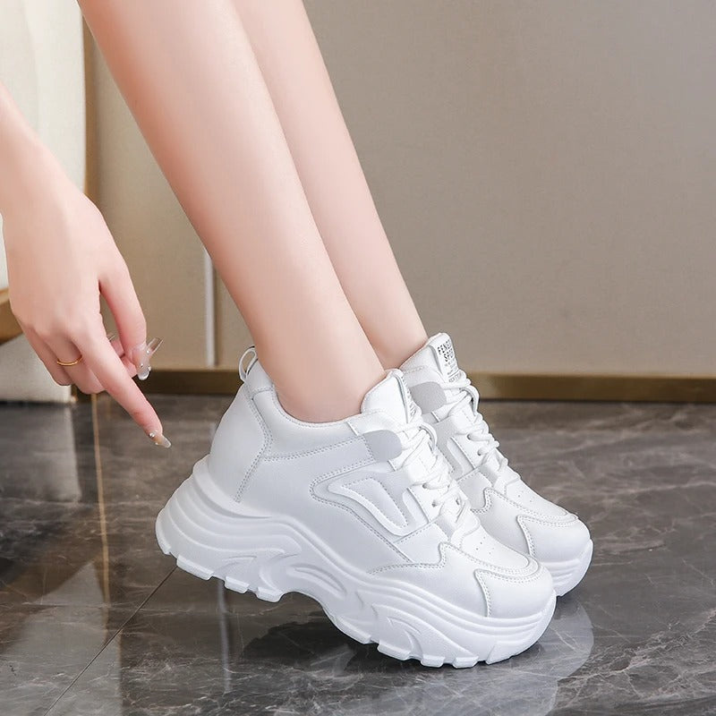 White Platform Sneakers Women Breathable