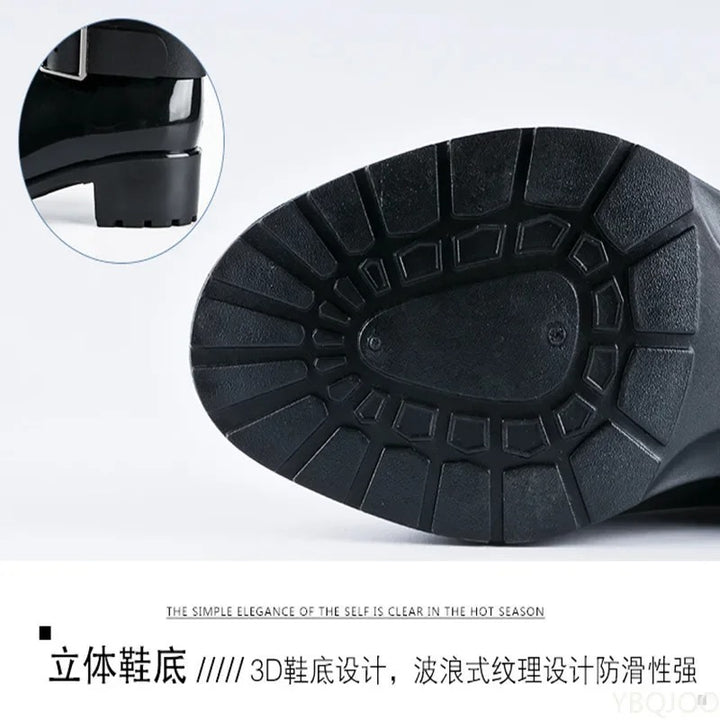 Black High Rubber Punk Platform Boots