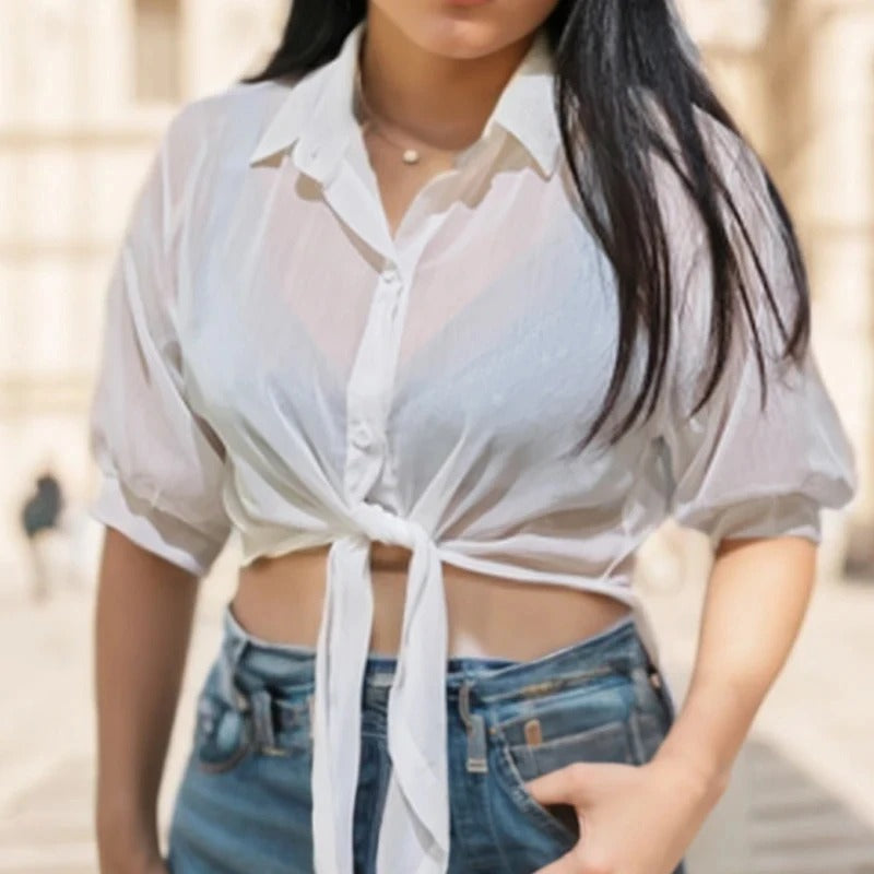 White Blouse with Tie