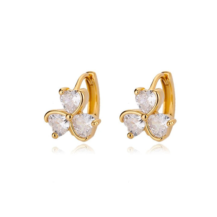 Gold Hoop Earrings with Clover-Shaped Cubic Zirconia