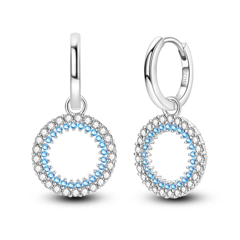 Silver Earrings Circle of Harmony Subtle Elegance in Blue Glow