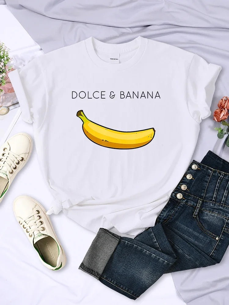 White Banana Anime Printed T-shirt