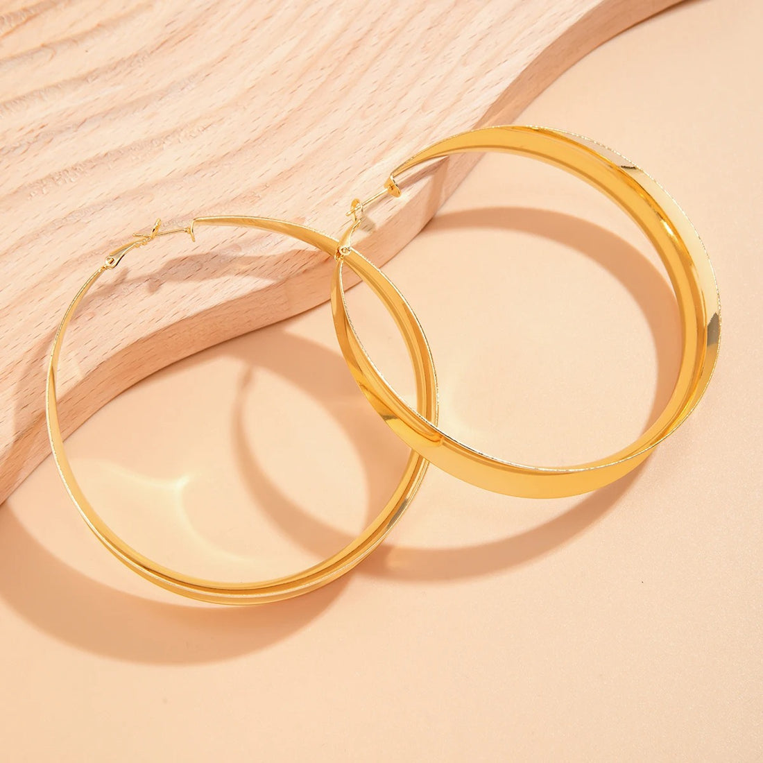 Gold KunJoe Round Earrings with Exaggerated Holes Trendy Design