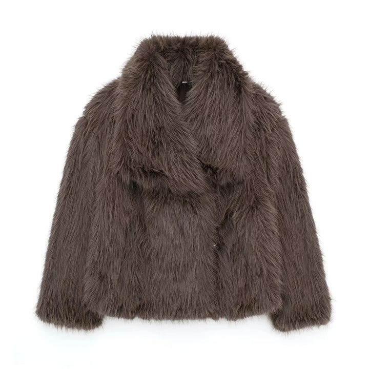 Brown Short Faux Fur Coat