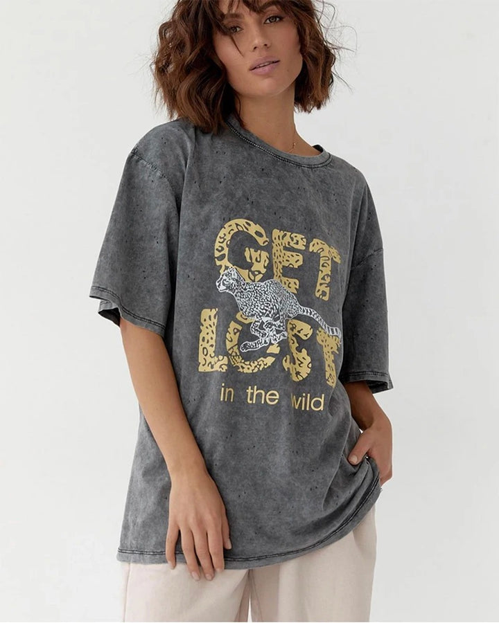 Black Oversize Vintage T-shirt "Get Lost"