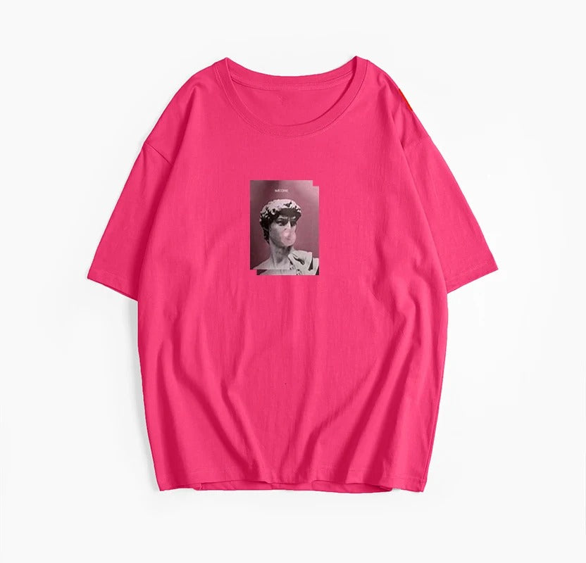 Pink T-shirt with Aesthetic Print Blessyuki Plus Size (Copy)