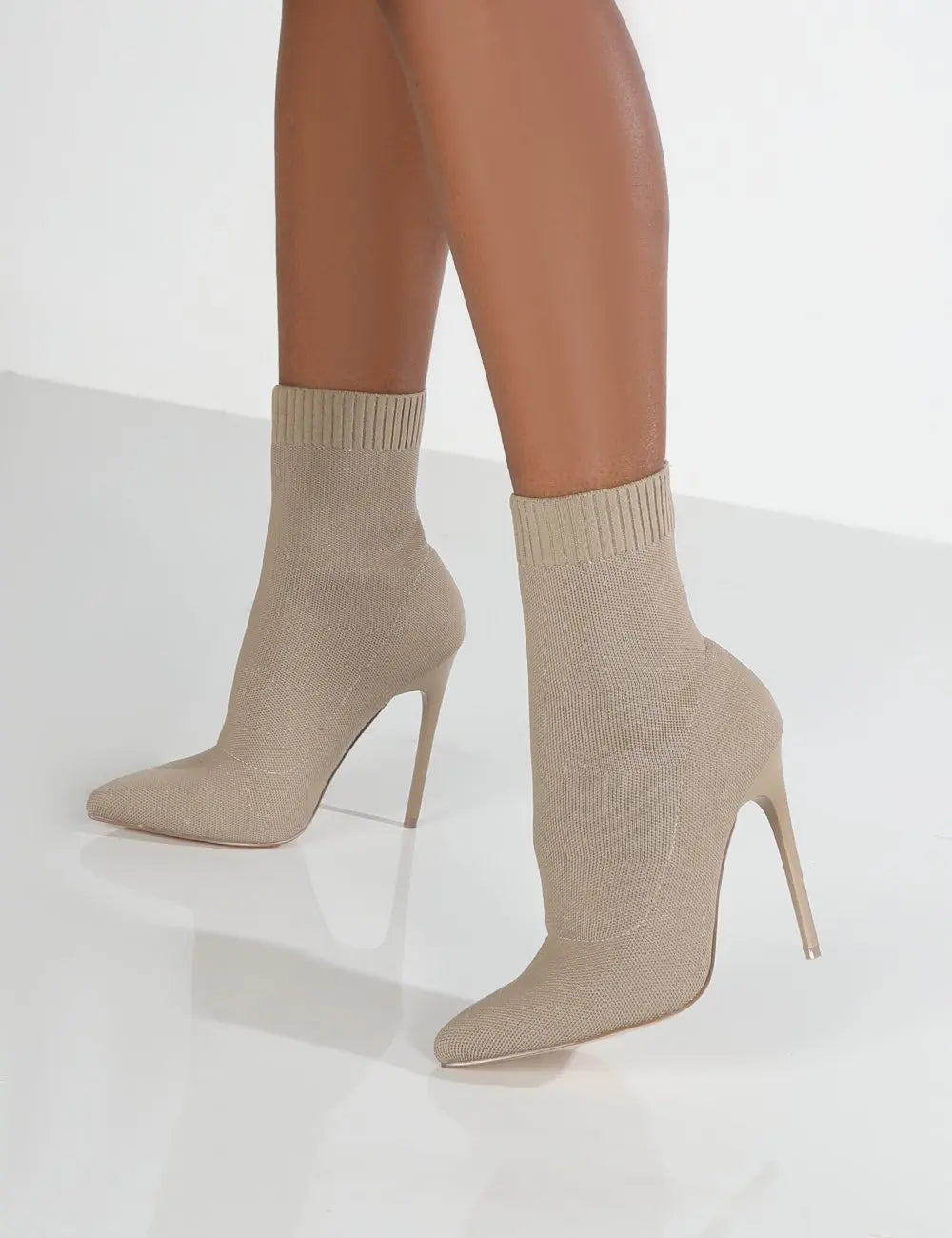 Women's high heel ankle boots - elegant and sexy - beige