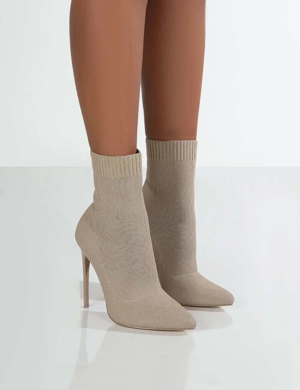 Women's high heel ankle boots - elegant and sexy - beige