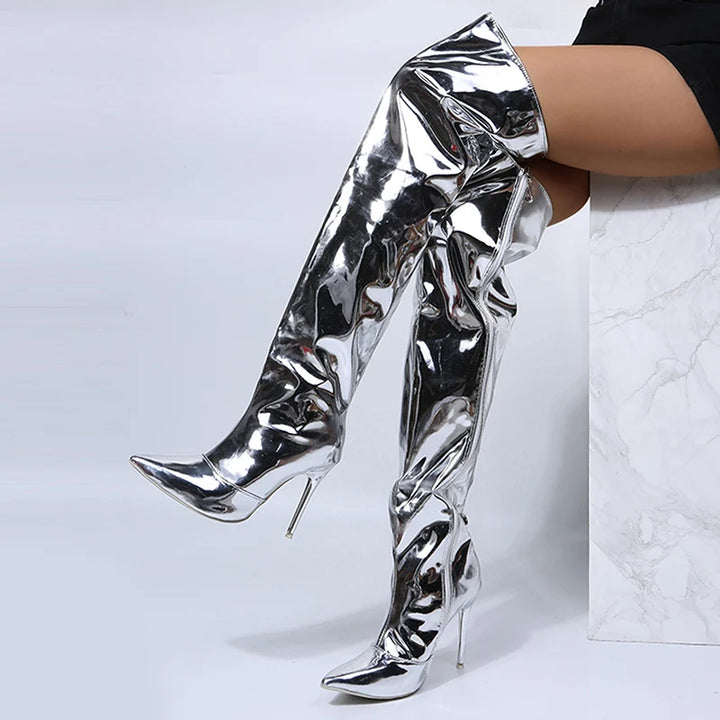 Mirrored High Heel Shoes - Silver