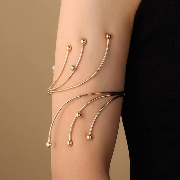 Gold Spiral Cuff Bracelet with Spherical Accents