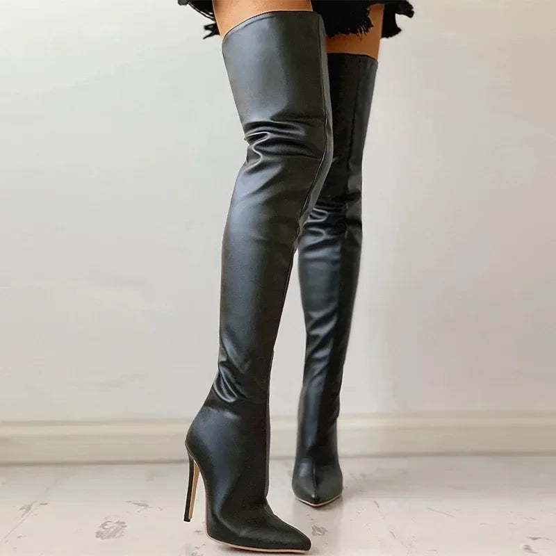 Women's high heel boots - elegant over the knee boots