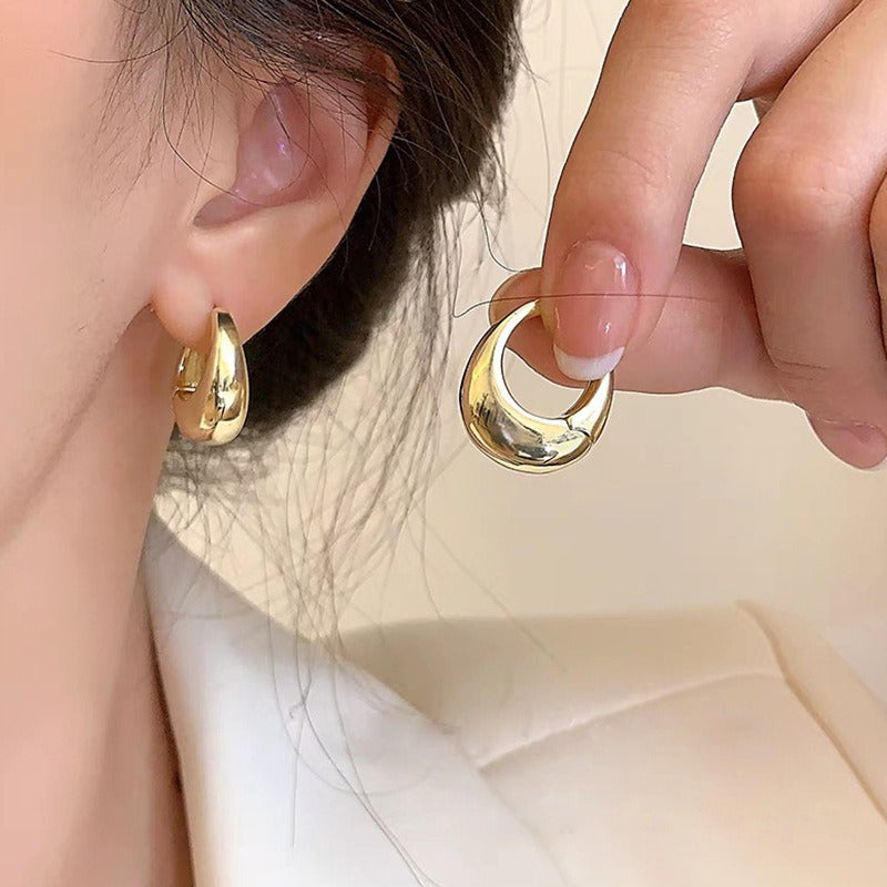 Gold Thick Hoop Earrings