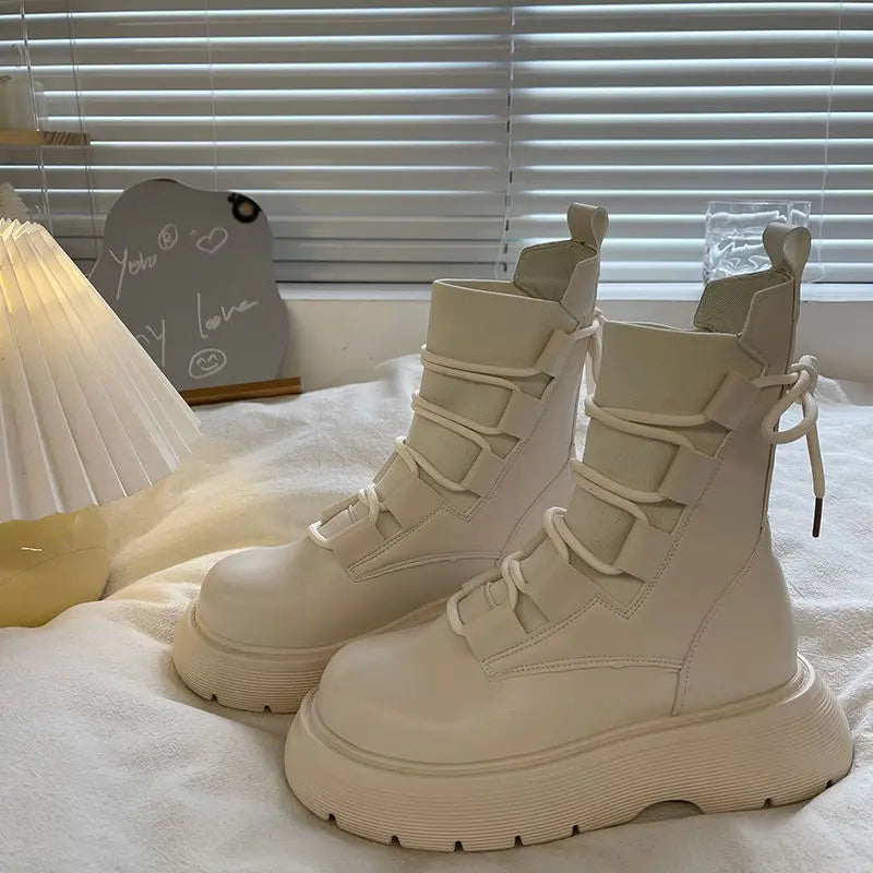 Stylish Martin boots for spring and fall - beige