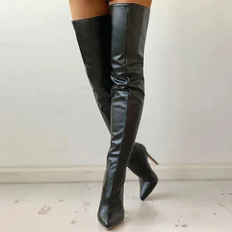 Women's high heel boots - elegant over the knee boots