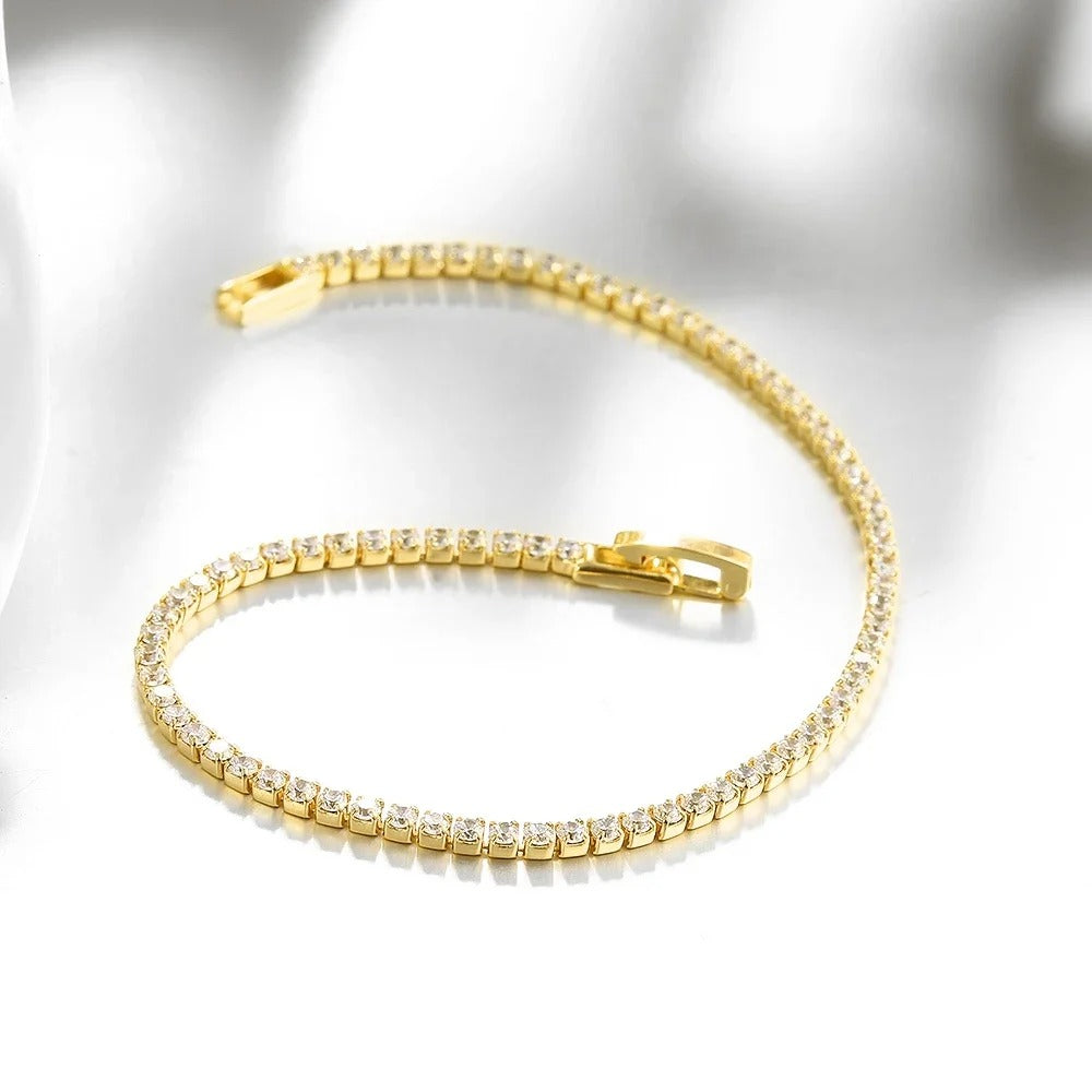 Gold Tennis Bracelet with Cubic Zirconia