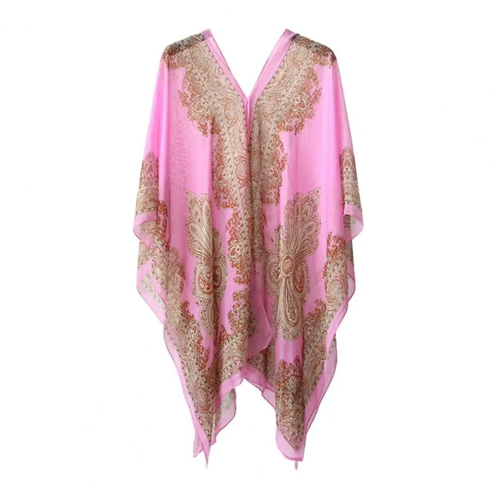 Dark Pink Summer Scarf with UV Protection Chiffon Beach Shawl