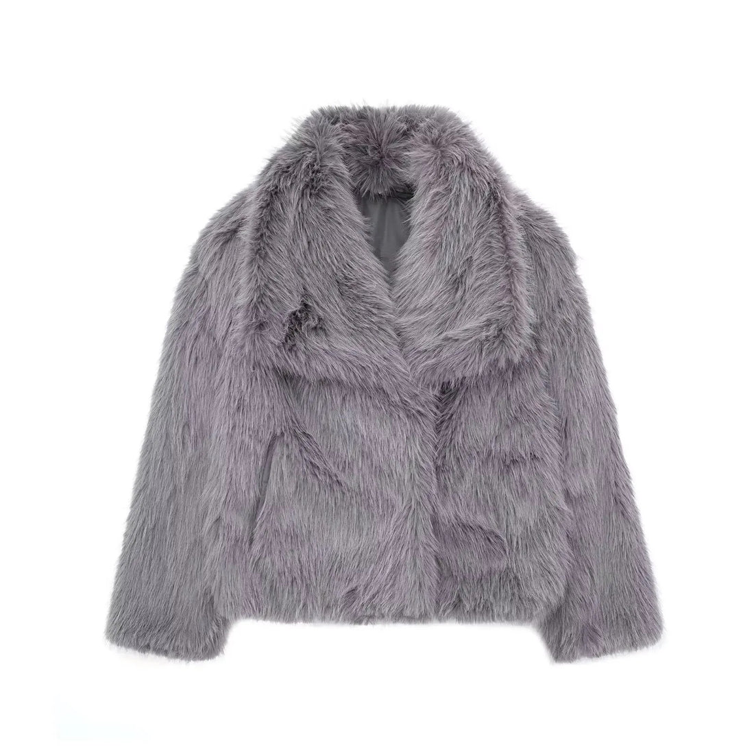 Dark Gray Short Faux Fur Coat