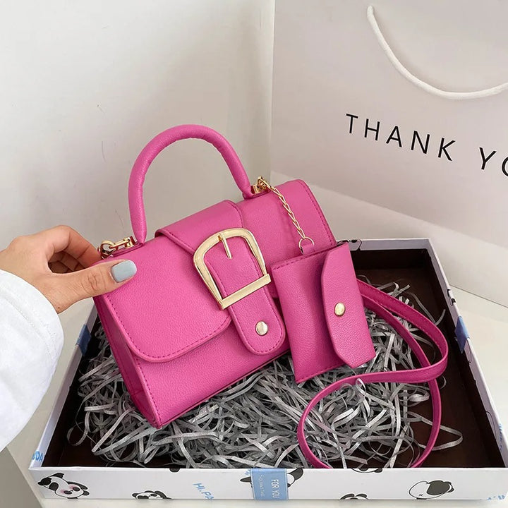 Pink Fashion Small Shoulder Bag with Flap