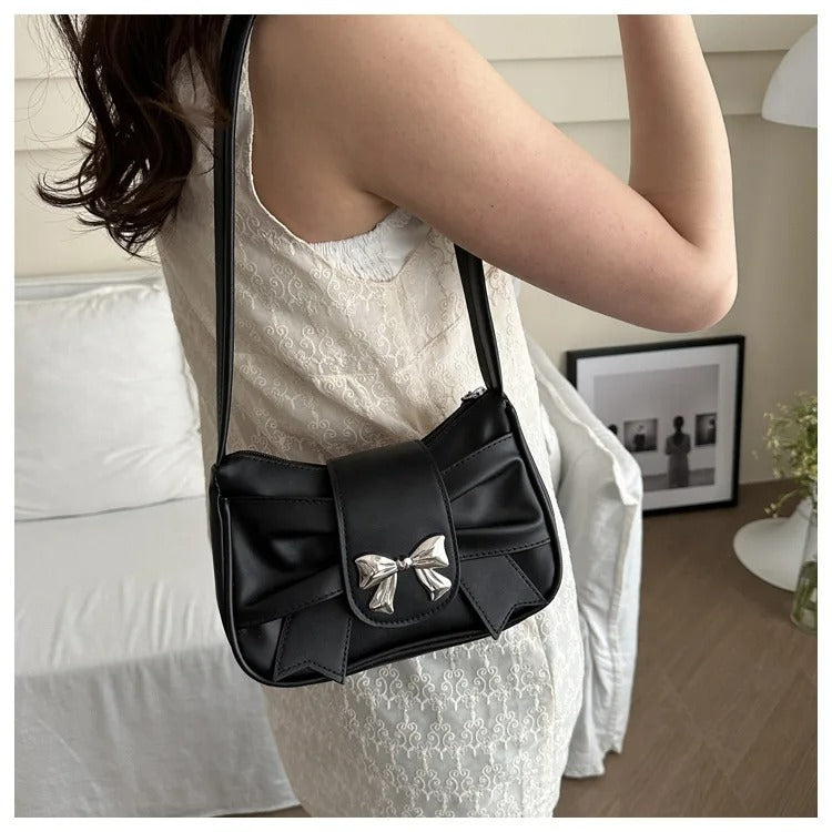 Black Fashion Shoulder Bag With Bow