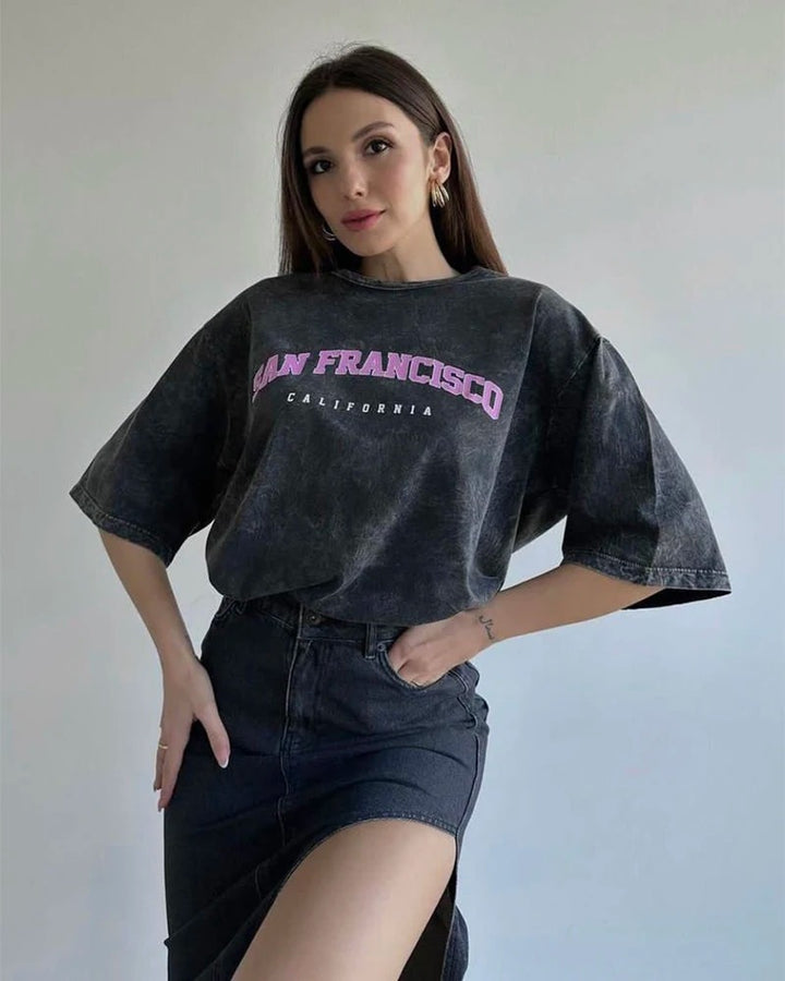 Black Oversize Vintage T-shirt "San Francisco"