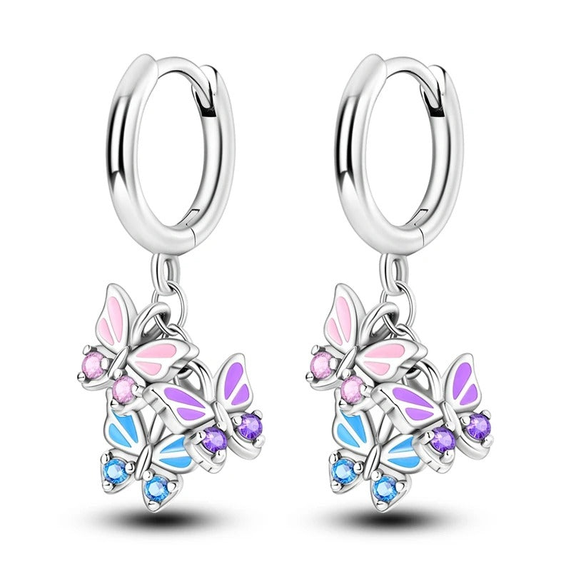 Silver Magic Butterflies EarringsColorful Lightness and Elegance