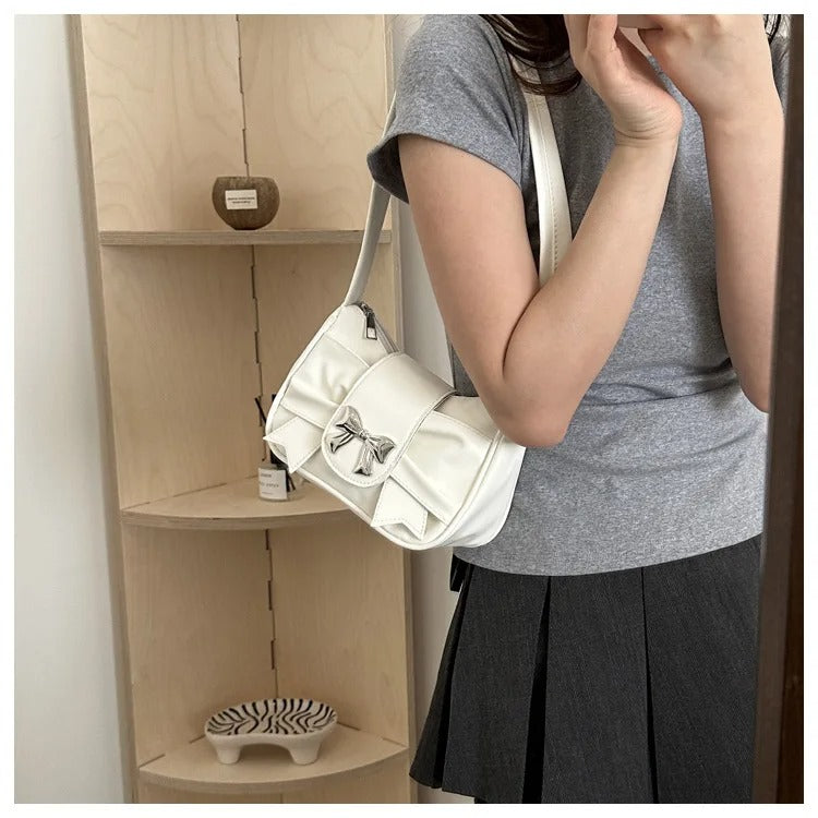 White Fashion Shoulder Bag With Bow