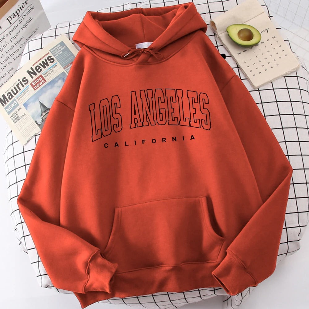 Brick Red and Black Los Angeles Art Letter Design Sweatshirt