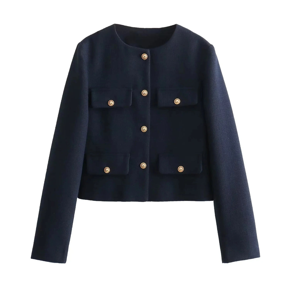 Navy Blue Short Jacket with Buttons