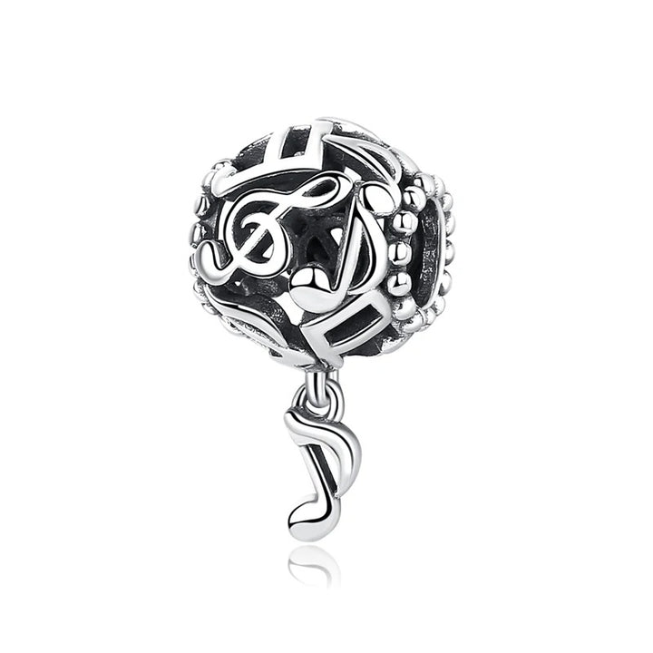 Silver Charm Ball Pendant with Notes and Hanging Accent