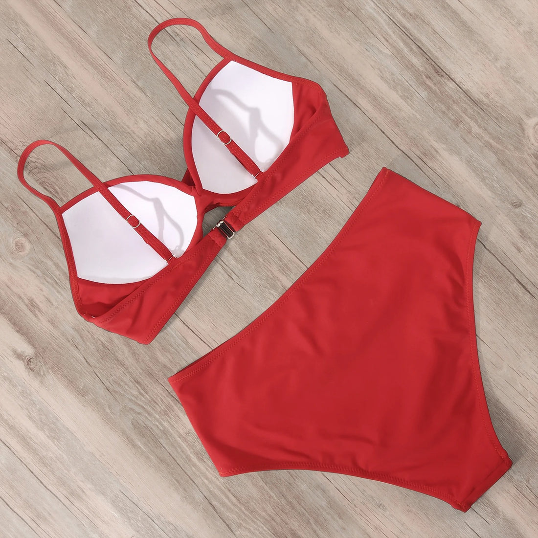 Red High Waist Push-Up Bikini