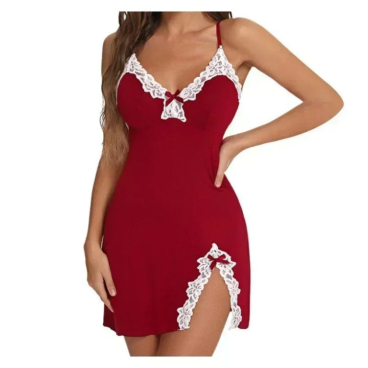 Red Lace Nightgown with Bow – Seductive Nightwear