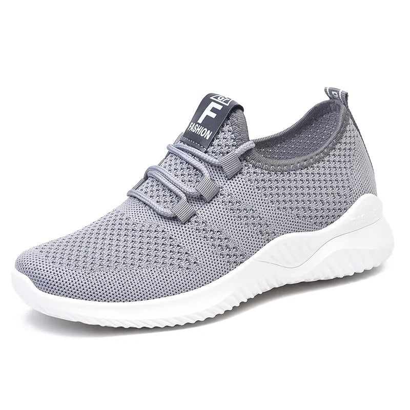 Grey mesh sports shoes for women