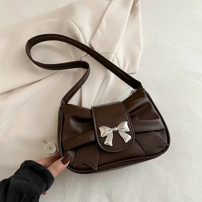 Brown Fashion Shoulder Bag With Bow