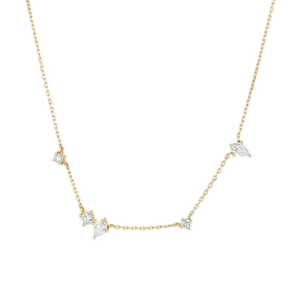 Gold Delicate Necklace with Zircons