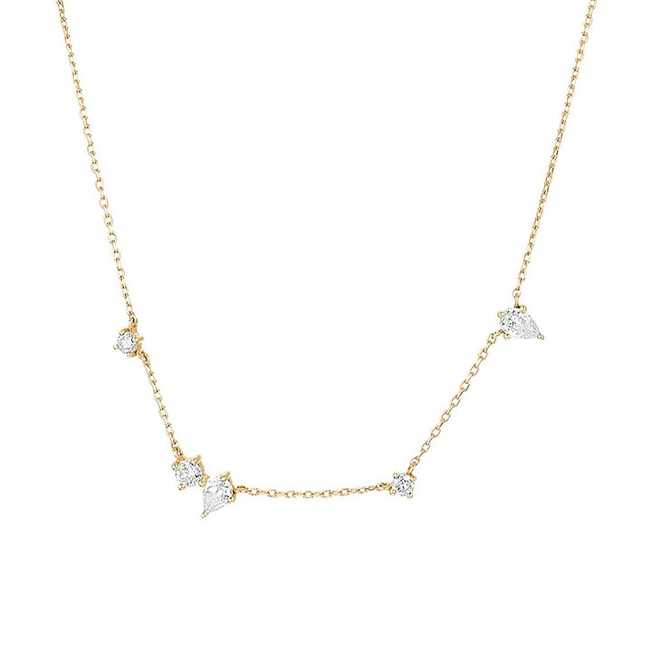 Gold Delicate Necklace with Zircons