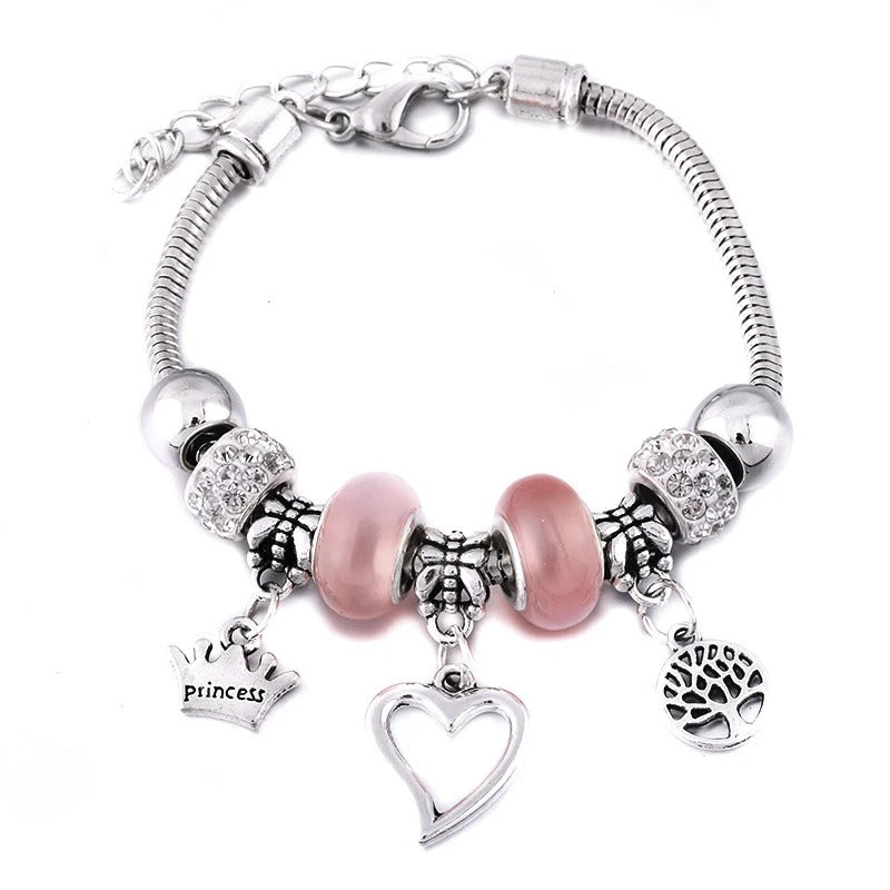 Pink Charm Bracelet Adjustable