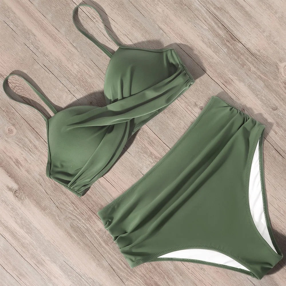 Green High Waist Push-Up Bikini