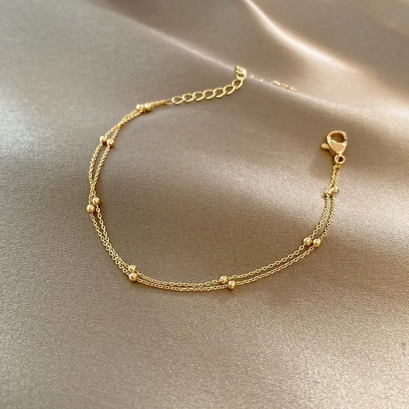 Gold Double Layer Beaded Bracelet