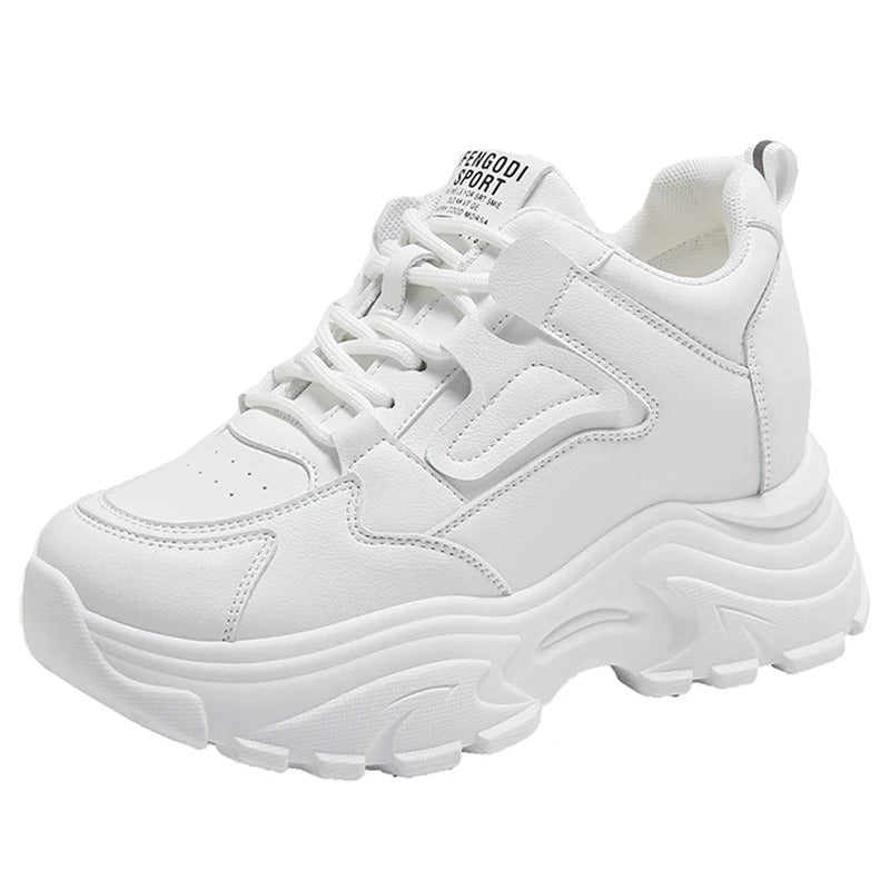 White Platform Sneakers Women Breathable