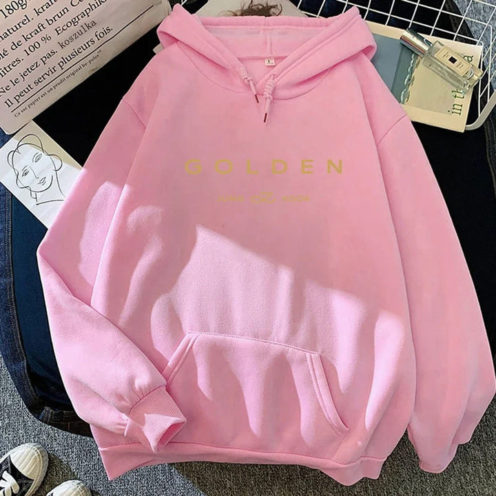 Różowa bluza z kapturem Jungkook GOLDEN