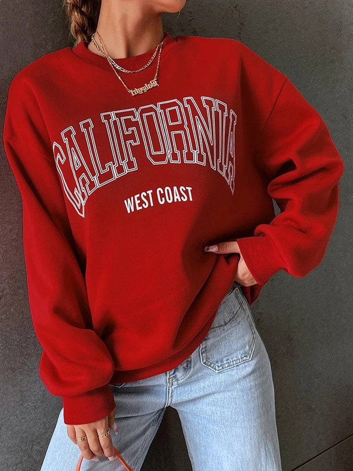 Red Oversize Sweatshirt "California West Coast"