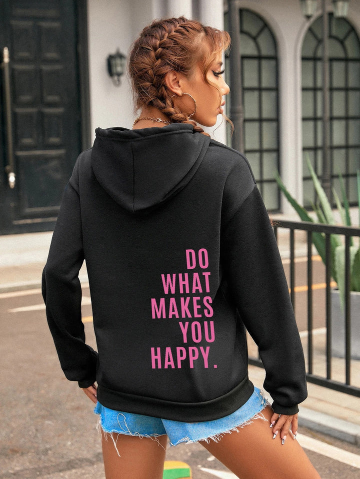 Black Oversized Hoodie "Do What Makes You Happy"