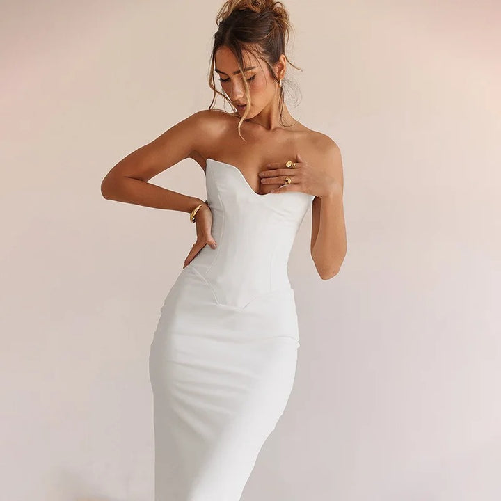 White corset dress with open back