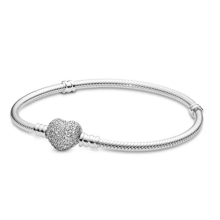 Silver Bracelet with Heart Clasp