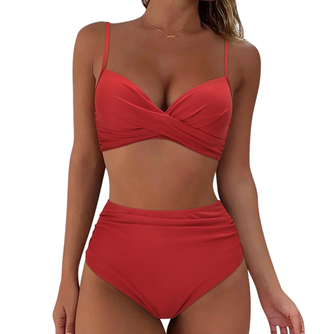 Red High Waist Push-Up Bikini